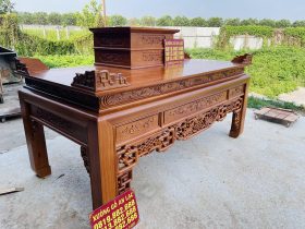 Án gian nhị cấp dơi ngũ phúc 2m57 gỗ gõ đỏ chân 14 giao Quảng Trị 14 mẫu án gian nhị cấp dơi ngũ phúc lên màu hoàn thiện