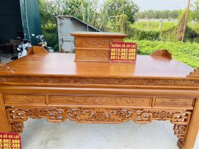 Án gian nhị cấp dơi ngũ phúc 2m57 gỗ gõ đỏ chân 14 giao Quảng Trị 16 mặt trước của mẫu án gian
