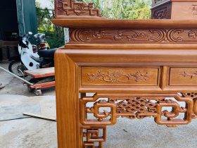 Án gian nhị cấp dơi ngũ phúc 2m57 gỗ gõ đỏ chân 14 giao Quảng Trị 21 án gian gỗ gõ đỏ đục hoa tiết