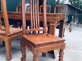 Bộ bàn ăn chữ nhật 8 ghế chữ lan gỗ hương đá (Anh Tùng Anh, Thái Nguyên) 21 hệ chân ghế thiết kế độc đáo