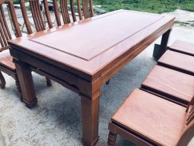 Bộ bàn ăn chữ nhật 8 ghế chữ lan gỗ hương đá (Anh Tùng Anh, Thái Nguyên) 14 bàn ăn chữ nhật gỗ hương đá