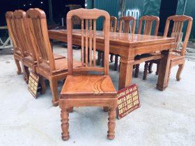 Bộ bàn ăn chữ nhật 8 ghế chữ lan gỗ hương đá (Anh Tùng Anh, Thái Nguyên) 18 mẫu ghế lan thiết kế đơn giản, hiện đại