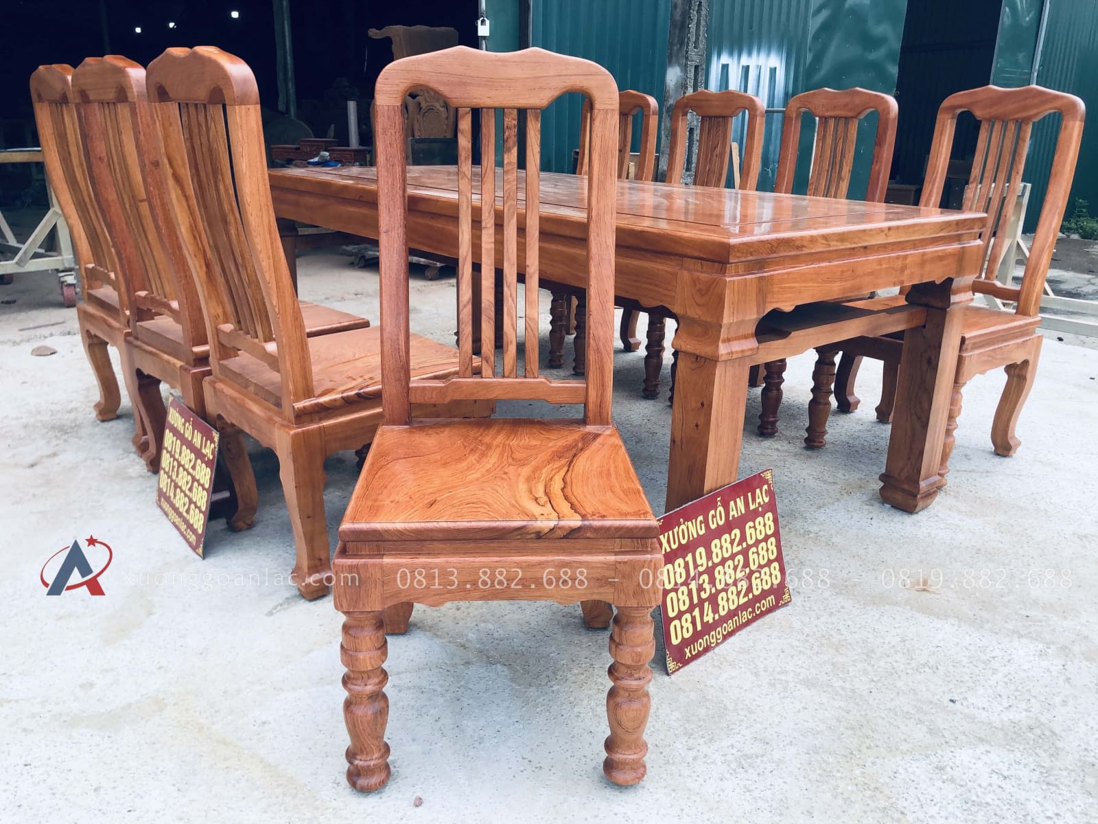 Bộ bàn ăn chữ nhật 8 ghế chữ lan gỗ hương đá (Anh Tùng Anh, Thái Nguyên) 29 mẫu ghế lan thiết kế đơn giản, hiện đại