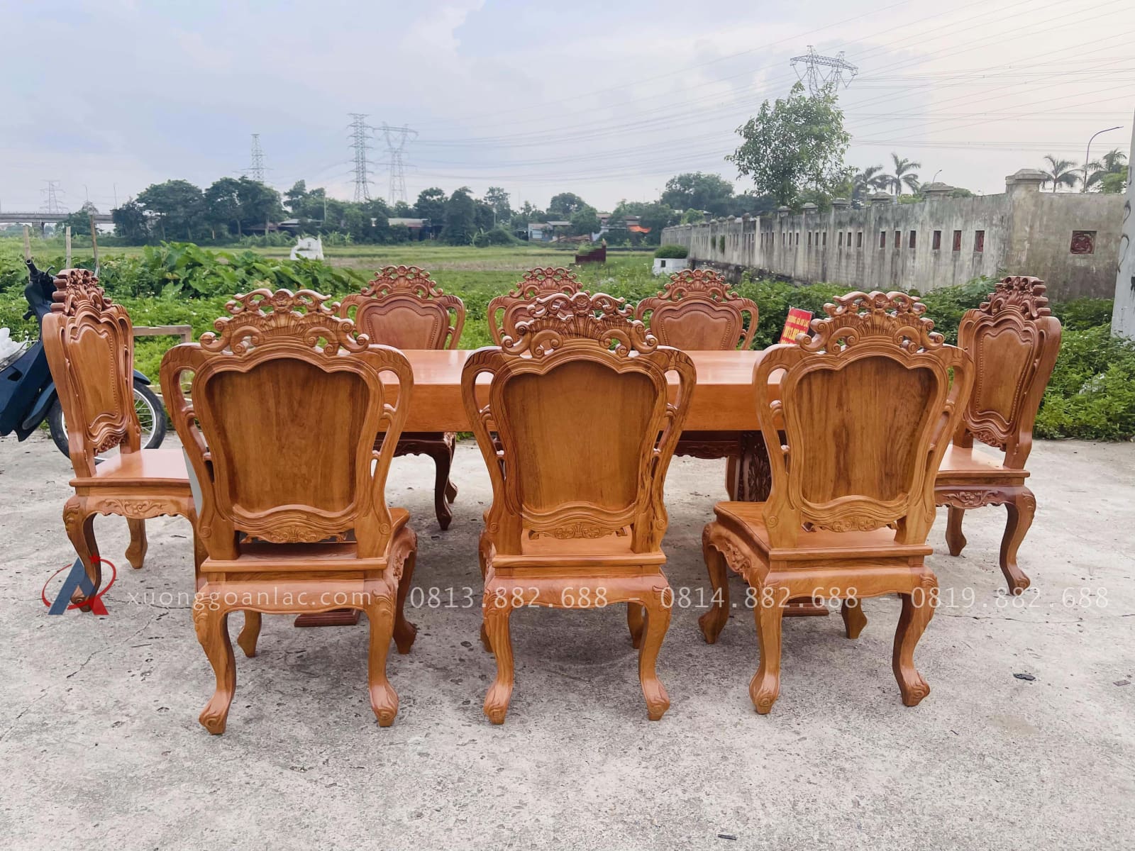 Bộ bàn ăn nguyên khối chữ nhật 8 ghế louis gỗ gõ đỏ hàng vip (Anh Khởi, Tp. Hồ Chí Minh) 31 mẫu bàn ghế ăn cao cấp