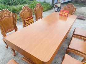 Bộ bàn ăn nguyên khối chữ nhật 8 ghế louis gỗ gõ đỏ hàng vip (Anh Khởi, Tp. Hồ Chí Minh) 18 bàn ăn chữ nhật nguyên khối gỗ gõ đỏ