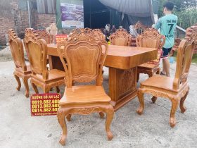 Bộ bàn ăn nguyên khối chữ nhật 8 ghế louis gỗ gõ đỏ hàng vip (Anh Khởi, Tp. Hồ Chí Minh) 21 trọn bộ 8 ghế louis