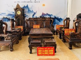 mẫu bàn ghế minh quốc voi 10 món gỗ mun hoa lào cao cấp