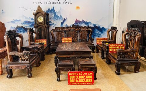 mẫu bàn ghế minh quốc voi 10 món gỗ mun hoa lào cao cấp