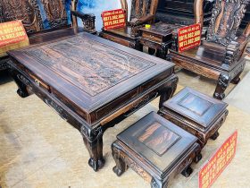 bàn ghế gỗ mun hoa Lào cao cấp