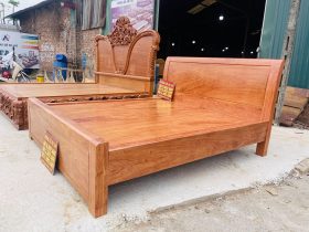 Giường 2m x 2m2 trơn hoàn thiện màu Hương sáng 8 mẫu giường ngủ gỗ hương đá