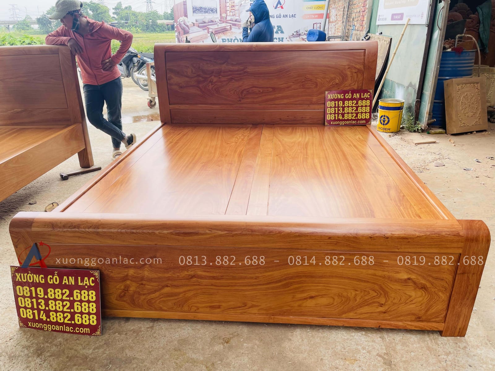 Giường trơn gỗ Hương dát phản 180x200cm 18 mẫu giường trơn hiện đại gỗ hương đá
