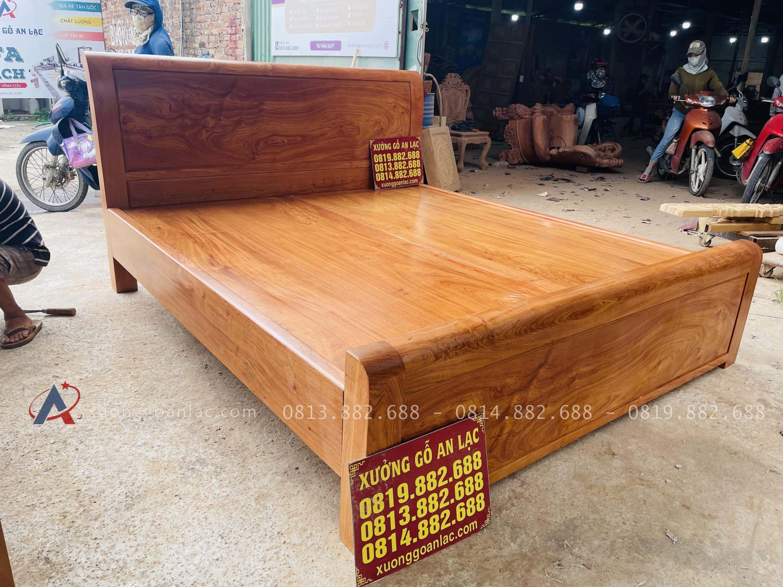 Giường trơn gỗ Hương dát phản 180x200cm 19 mẫu giường ngủ gỗ hương đá cao cấp