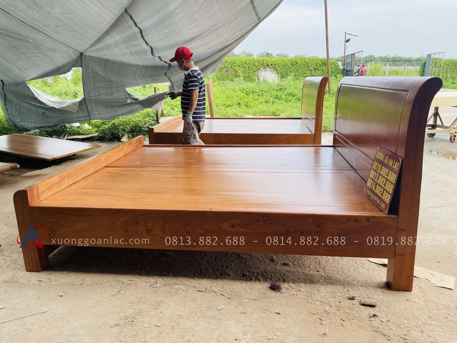 Giường trơn gỗ Hương dát phản 180x200cm 20 thiết kế giường trơn hiện đại