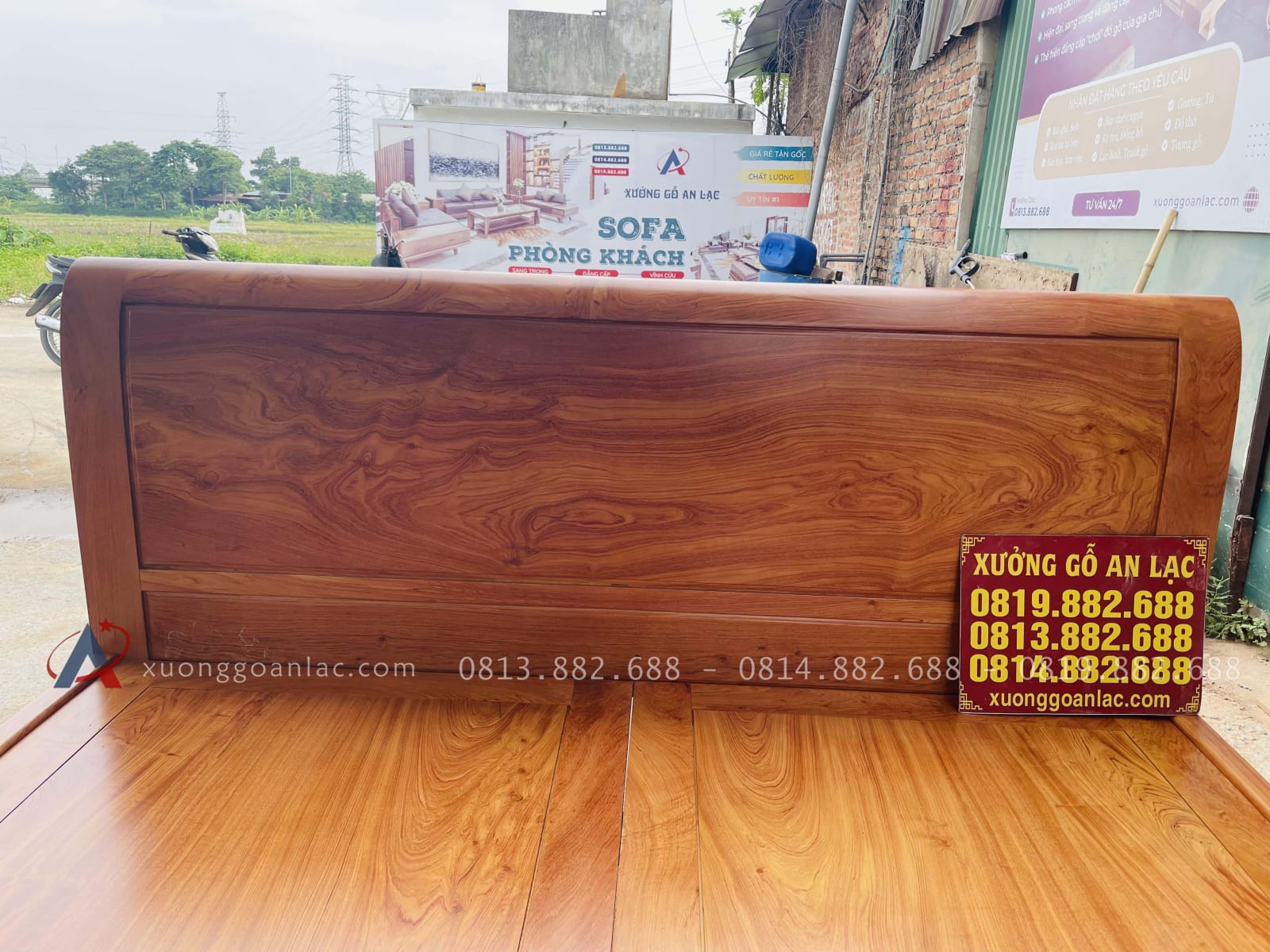 Giường trơn gỗ Hương dát phản 180x200cm 21 vách giường trơn bóng mịn