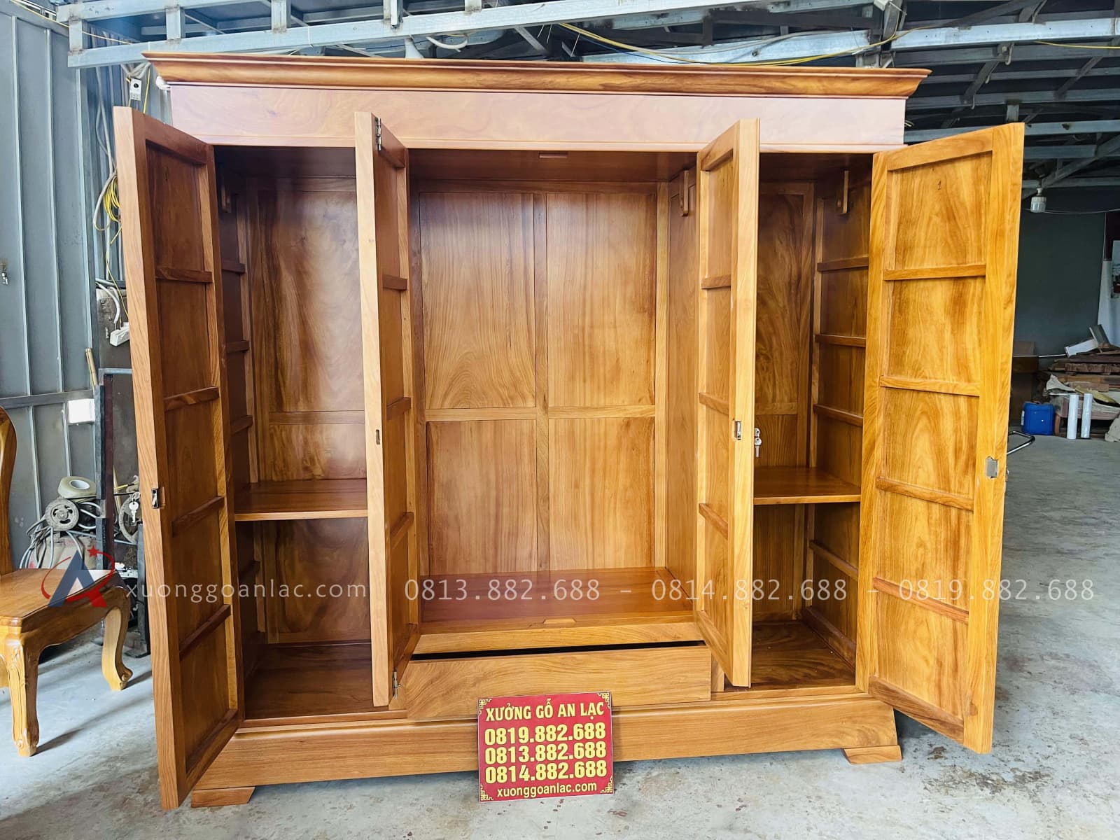 Mẫu tủ quần áo gỗ gõ đỏ hiện đại 28 tủ quần áo 3 buồng 4 cánh