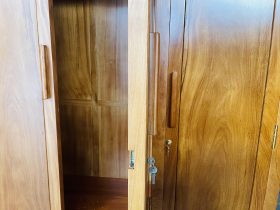 Mẫu tủ quần áo gỗ gõ đỏ hiện đại 20 cánh tủ khuôn 4 ván 2 dày dặn