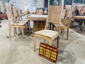 Bộ bàn ăn nguyên khối chữ nhật 8 ghế hiện đại gỗ gõ đỏ siêu vip (Anh Tùng, Thanh Hóa) 25 tựa ghế dày 2cm chắc chắn