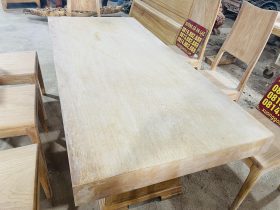Bộ bàn ăn nguyên khối chữ nhật 8 ghế hiện đại gỗ gõ đỏ siêu vip (Anh Tùng, Thanh Hóa) 20 thiết kế bàn nguyên khối gỗ gõ đỏ