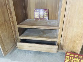 Bản mộc tủ quần áo gỗ gõ đỏ cao cấp 24 phía dưới có ngăn kéo để đồ
