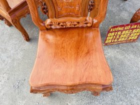 Siêu phẩm bàn ăn chữ nhật 10 ghế hồng hạt gỗ hương đá cao cấp (Chị Phượng, Hải Phòng) 21 mặt ngồi ván tràn soi cong viền