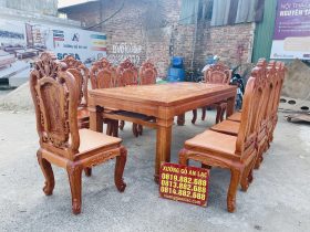 Siêu phẩm bàn ăn chữ nhật 10 ghế hồng hạt gỗ hương đá cao cấp (Chị Phượng, Hải Phòng) 13 bàn ăn đơn giản cùng ghế louis hồng hạt