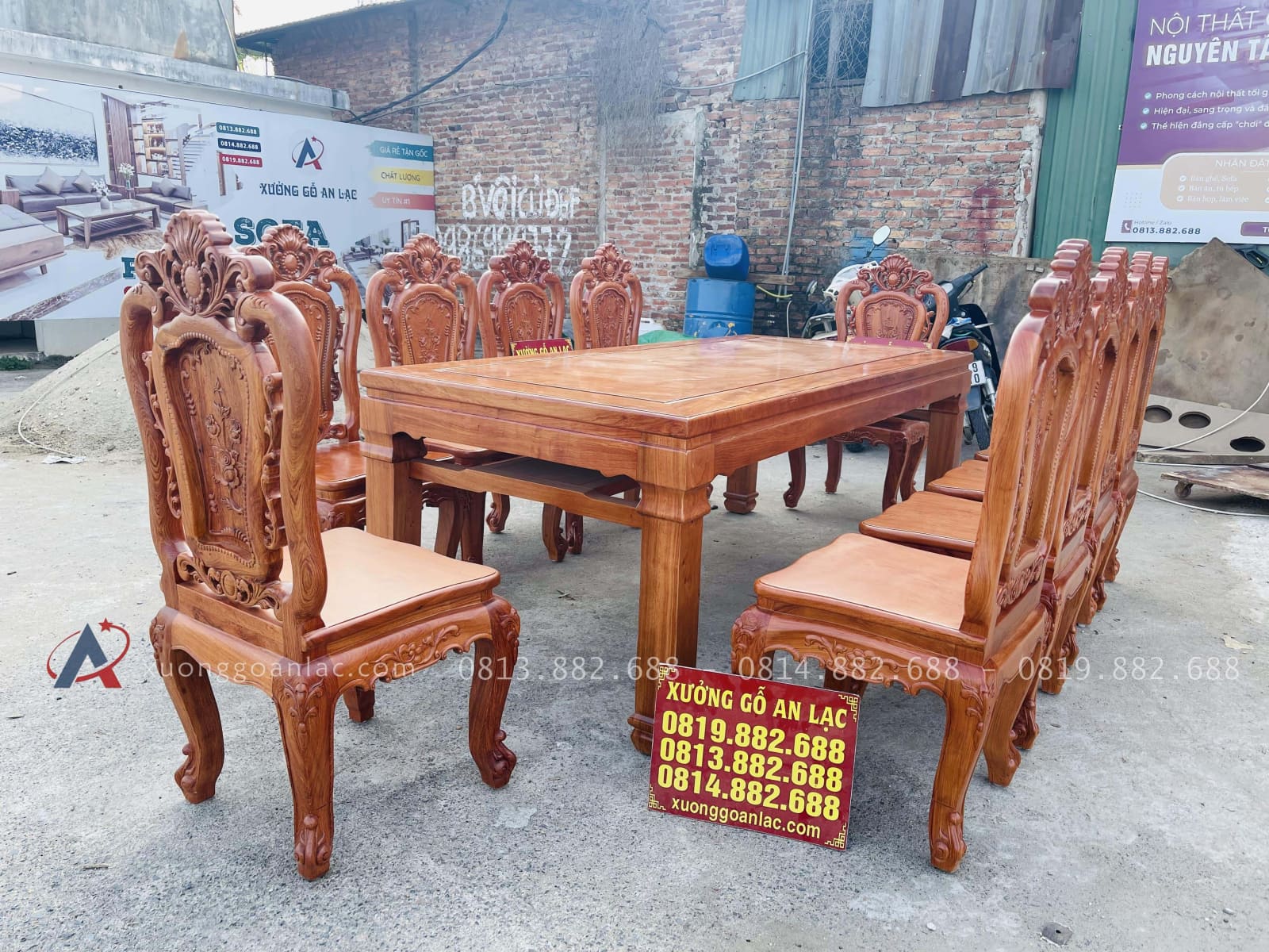 Siêu phẩm bàn ăn chữ nhật 10 ghế hồng hạt gỗ hương đá cao cấp (Chị Phượng, Hải Phòng) 25 bàn ăn đơn giản cùng ghế louis hồng hạt