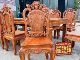 Siêu phẩm bàn ăn chữ nhật 10 ghế hồng hạt gỗ hương đá cao cấp (Chị Phượng, Hải Phòng) 19 mẫu ghế louis hồng hạt cao cấp