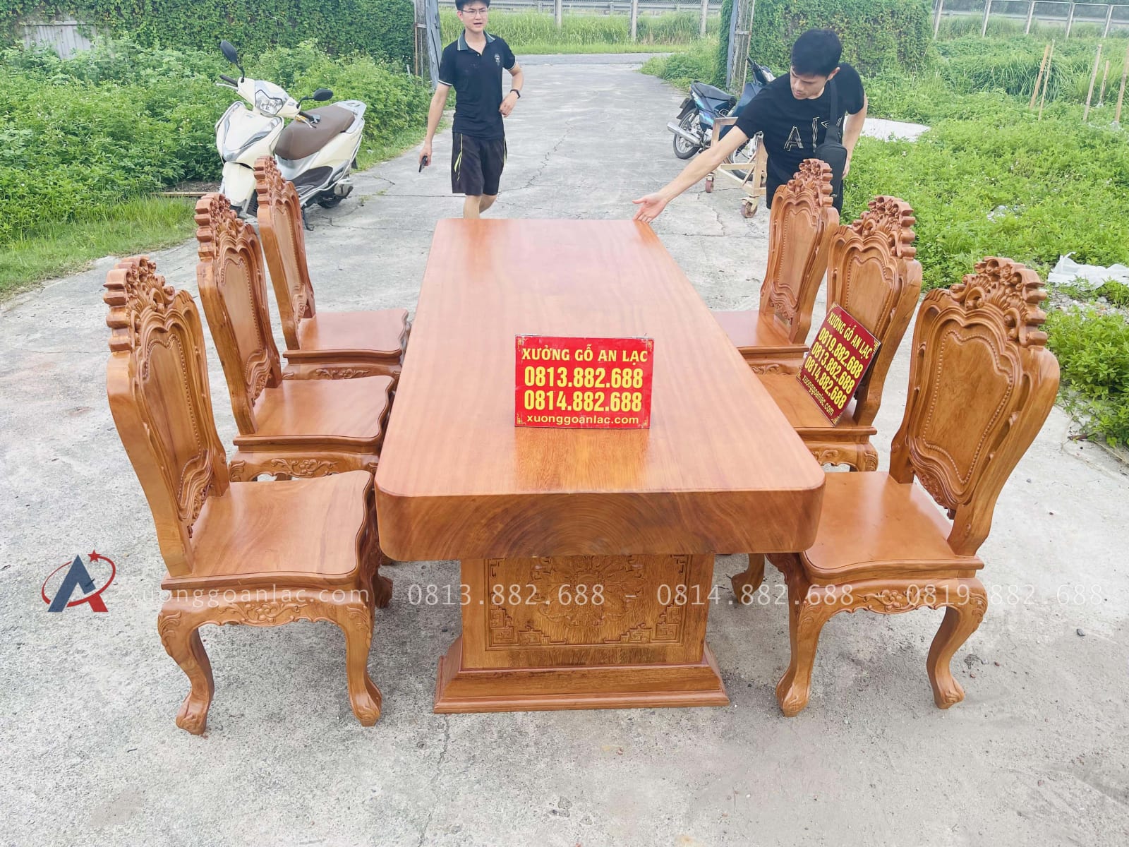 Siêu phẩm bàn ăn nguyên khối chữ nhật 6 ghế louis gỗ gõ đỏ (Cô Tuyết, Đà Nẵng) 24 siêu phẩm bàn ăn nguyên khối 6 ghế louis gỗ gõ đỏ cao cấp