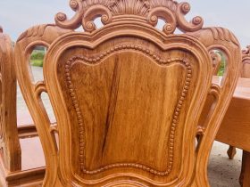 Siêu phẩm bàn ăn nguyên khối chữ nhật 6 ghế louis gỗ gõ đỏ (Cô Tuyết, Đà Nẵng) 21 lưng ghế thiết kế cầu kỳ