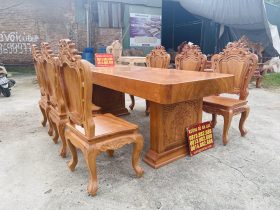 Siêu phẩm bàn ăn nguyên khối chữ nhật 6 ghế louis gỗ gõ đỏ (Cô Tuyết, Đà Nẵng) 13 bàn ăn gỗ gõ đỏ cao cấp
