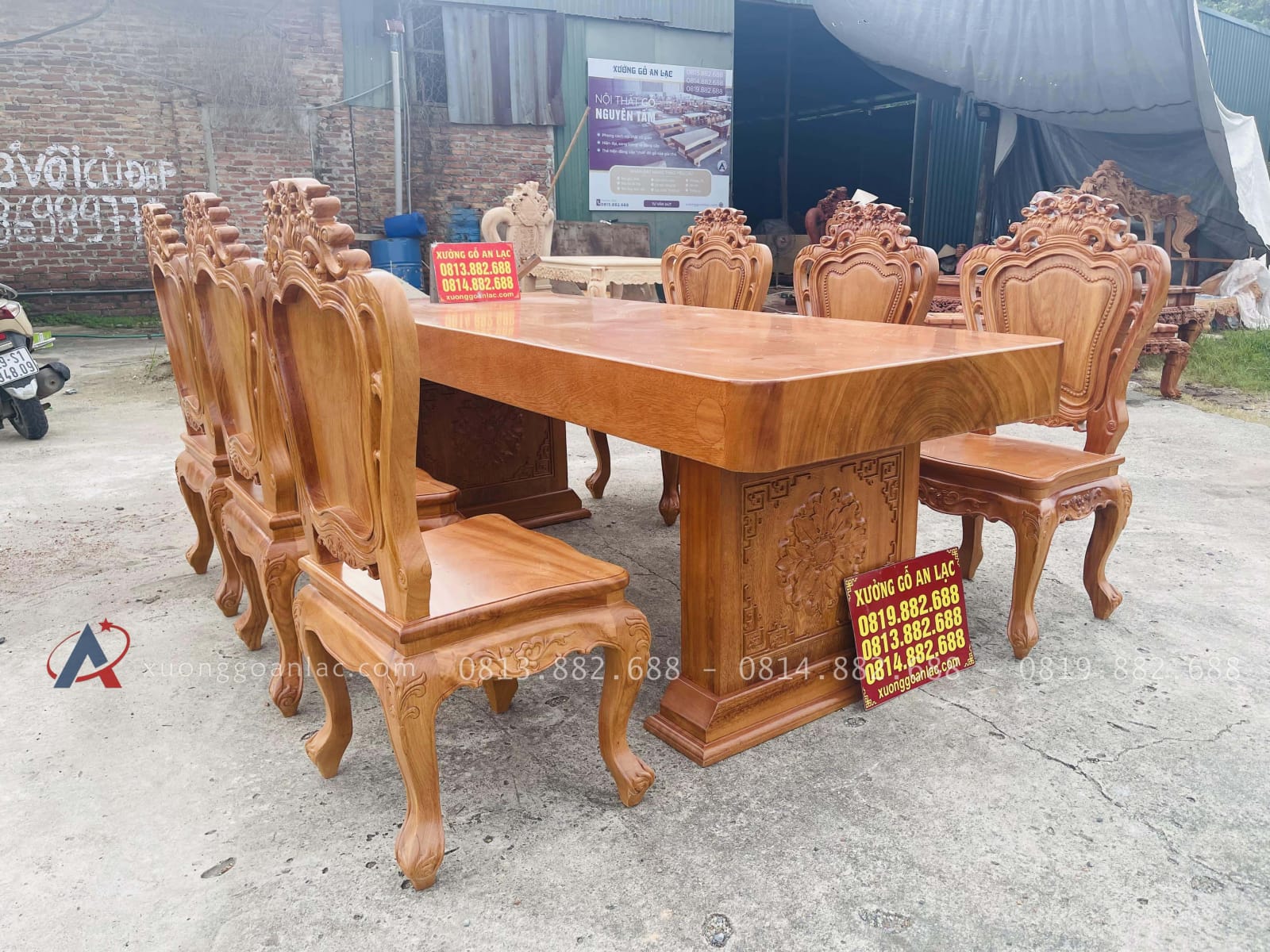 Siêu phẩm bàn ăn nguyên khối chữ nhật 6 ghế louis gỗ gõ đỏ (Cô Tuyết, Đà Nẵng) 25 bàn ăn gỗ gõ đỏ cao cấp