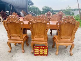 Siêu phẩm bàn ăn nguyên khối chữ nhật 6 ghế louis gỗ gõ đỏ (Cô Tuyết, Đà Nẵng) 15 bàn ghế ăn phân khúc cao cấp