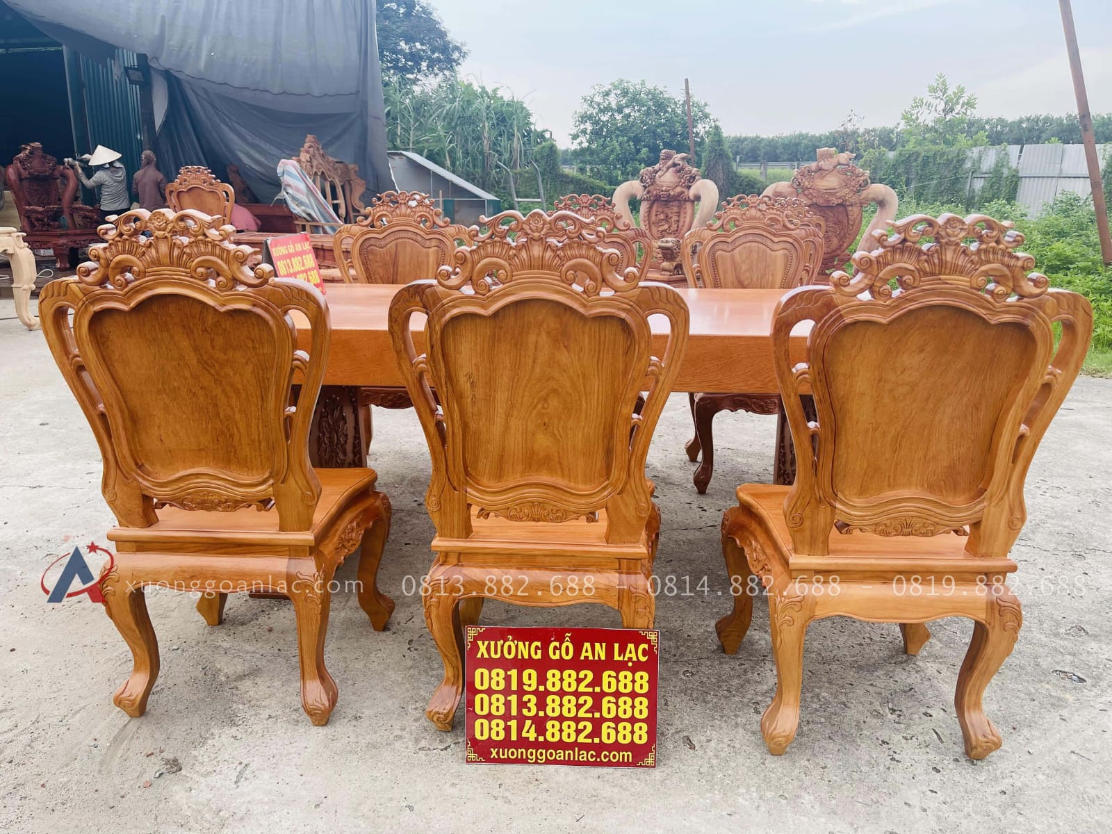 Siêu phẩm bàn ăn nguyên khối chữ nhật 6 ghế louis gỗ gõ đỏ (Cô Tuyết, Đà Nẵng) 27 bàn ghế ăn phân khúc cao cấp