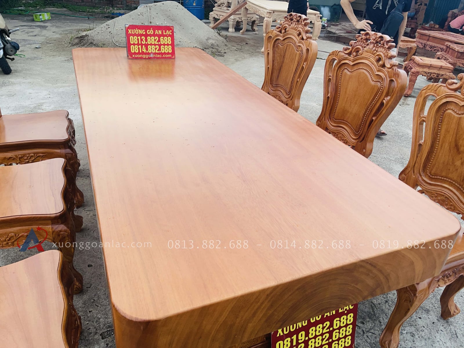 Siêu phẩm bàn ăn nguyên khối chữ nhật 6 ghế louis gỗ gõ đỏ (Cô Tuyết, Đà Nẵng) 28 bàn ăn gỗ gõ nguyên khối