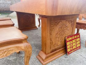 Siêu phẩm bàn ăn nguyên khối chữ nhật 6 ghế louis gỗ gõ đỏ (Cô Tuyết, Đà Nẵng) 18 chân bàn gỗ gõ đỏ nguyên khối