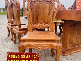 Siêu phẩm bàn ăn nguyên khối chữ nhật 6 ghế louis gỗ gõ đỏ (Cô Tuyết, Đà Nẵng) 19 ghế louis hoàng gia tân cổ điển