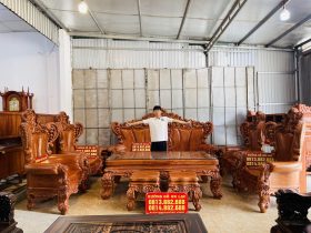 siêu phẩm bàn ghế hoàng gia nguyên khối 10 món gỗ hương đá