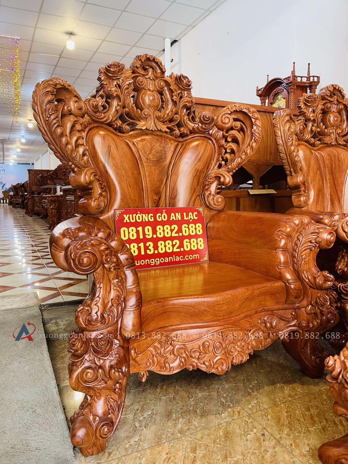 Mẫu bàn ghế hoàng gia nguyên khối 10 món gỗ hương đá (Chú Sang,Lộc Ninh) 54 ghế đơn louis hoàng gia