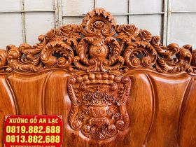 Mẫu bàn ghế hoàng gia nguyên khối 10 món gỗ hương đá (Chú Sang,Lộc Ninh) 27 chương đoản nguyên khối dày 10p