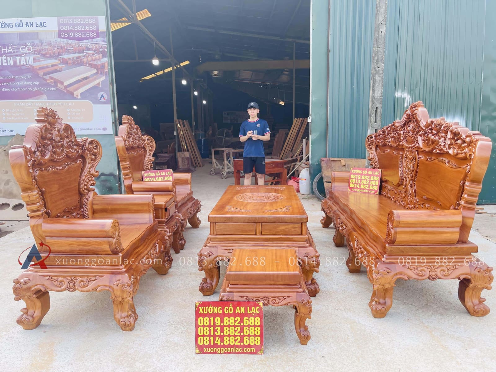 Bộ bàn ghế louis hoàng gia nguyên khối 6 món gỗ gõ đỏ của Chú Minh , Quy Nhơn 32 siêu phảm bàn ghế louis hoàng gia nguyên khối 6 món gỗ hương đá