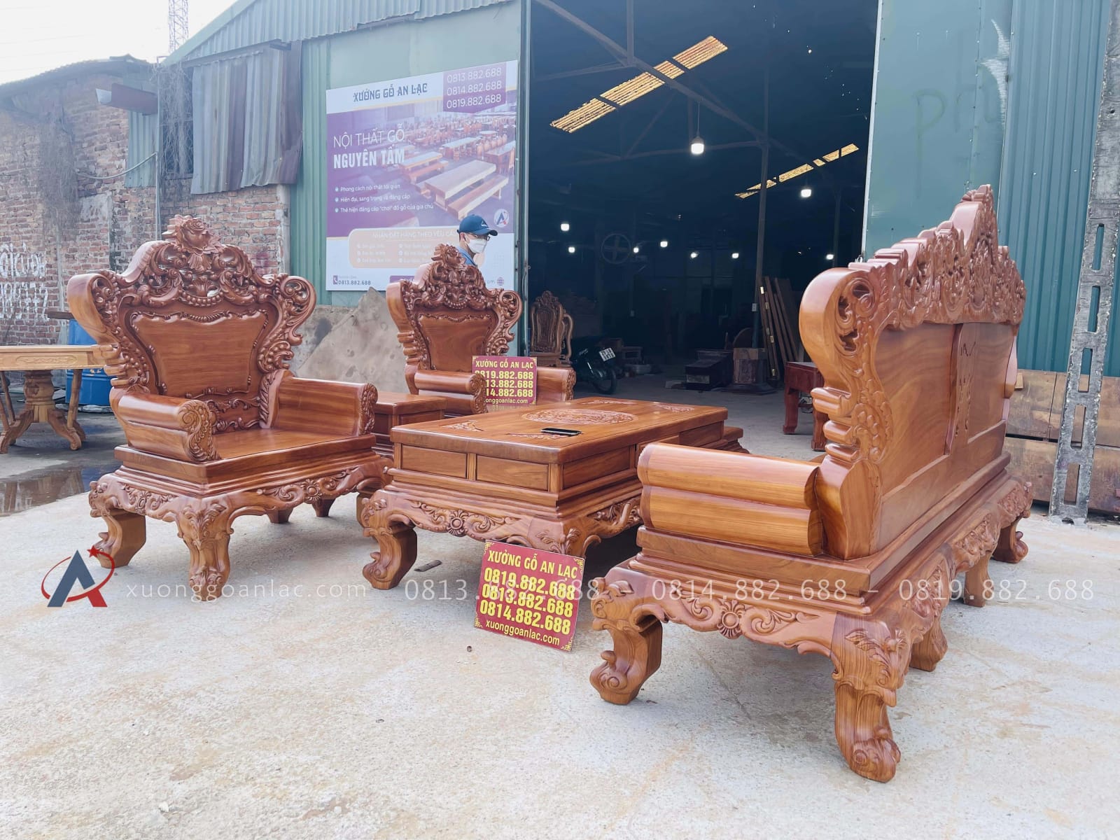 Bộ bàn ghế louis hoàng gia nguyên khối 6 món gỗ gõ đỏ của Chú Minh , Quy Nhơn 34 siêu phẩm bàn ghế gỗ hương đá cao cấp