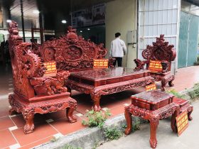 mẫu bàn ghế rồng đỉnh gỗ hương đỏ Lào cao cấp