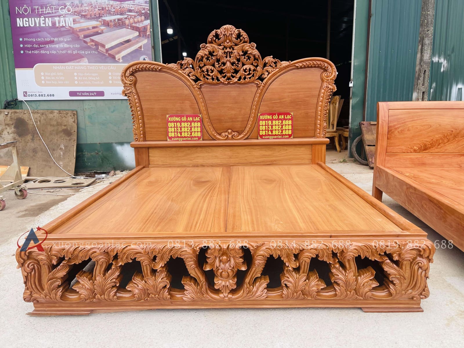 Siêu phẩm giường hoàng gia nguyên khối GAL-16 gỗ gõ đỏ cao cấp (Chị Hạnh, Hà Nội) 26 siêu phẩm giường ngủ hoàng gia nguyên khối gỗ gõ đỏ