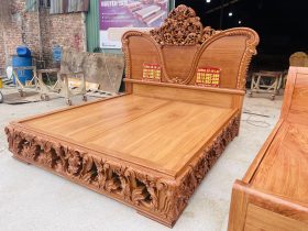 Siêu phẩm giường hoàng gia nguyên khối GAL-16 gỗ gõ đỏ cao cấp (Chị Hạnh, Hà Nội) 15 mẫu giường ngủ gỗ gõ đỏ