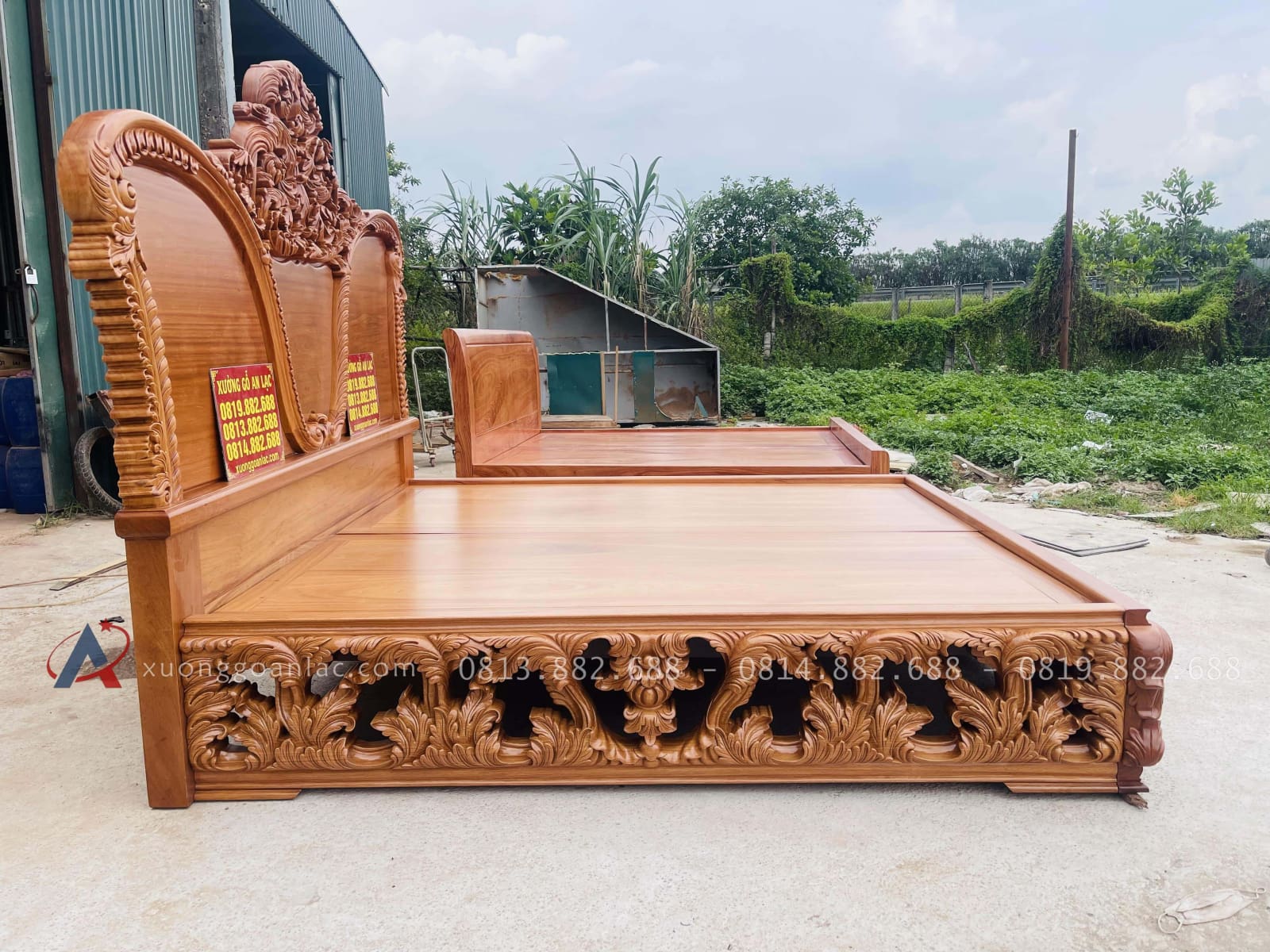 Siêu phẩm giường hoàng gia nguyên khối GAL-16 gỗ gõ đỏ cao cấp (Chị Hạnh, Hà Nội) 29 giường ngủ nguyên khối