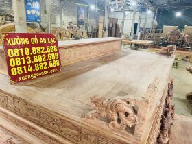 Nguyên mộc sập thờ tứ linh nhị cấp 2m17 giao Bình Thuận 19 mặt sập khung tranh ván liền