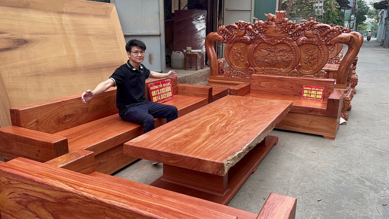 Sofa gỗ hương đá