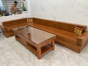 sofa chữ L nguyên khối gỗ gõ đỏ