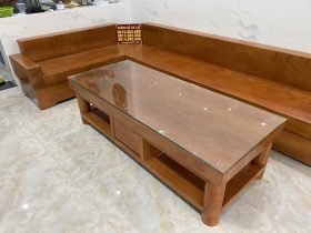 mẫu sofa gỗ gõ đỏ được phun sơn lên màu cánh gián