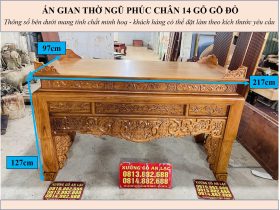 Án thờ Dơi Ngũ Phúc 2m17 gỗ gõ đỏ chân 14 chú Liêm - Bình Dương 13 KÍCH THƯỚC ÁN GIAN THỜ NGŨ PHÚC CHÂN 14 GỖ GÕ ĐỎ